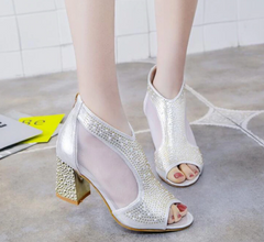 Buckle Shiny Open Toe Pumps