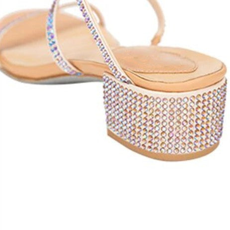 Long-Strap Serpentine Gladiator Sandals With Rhinestones