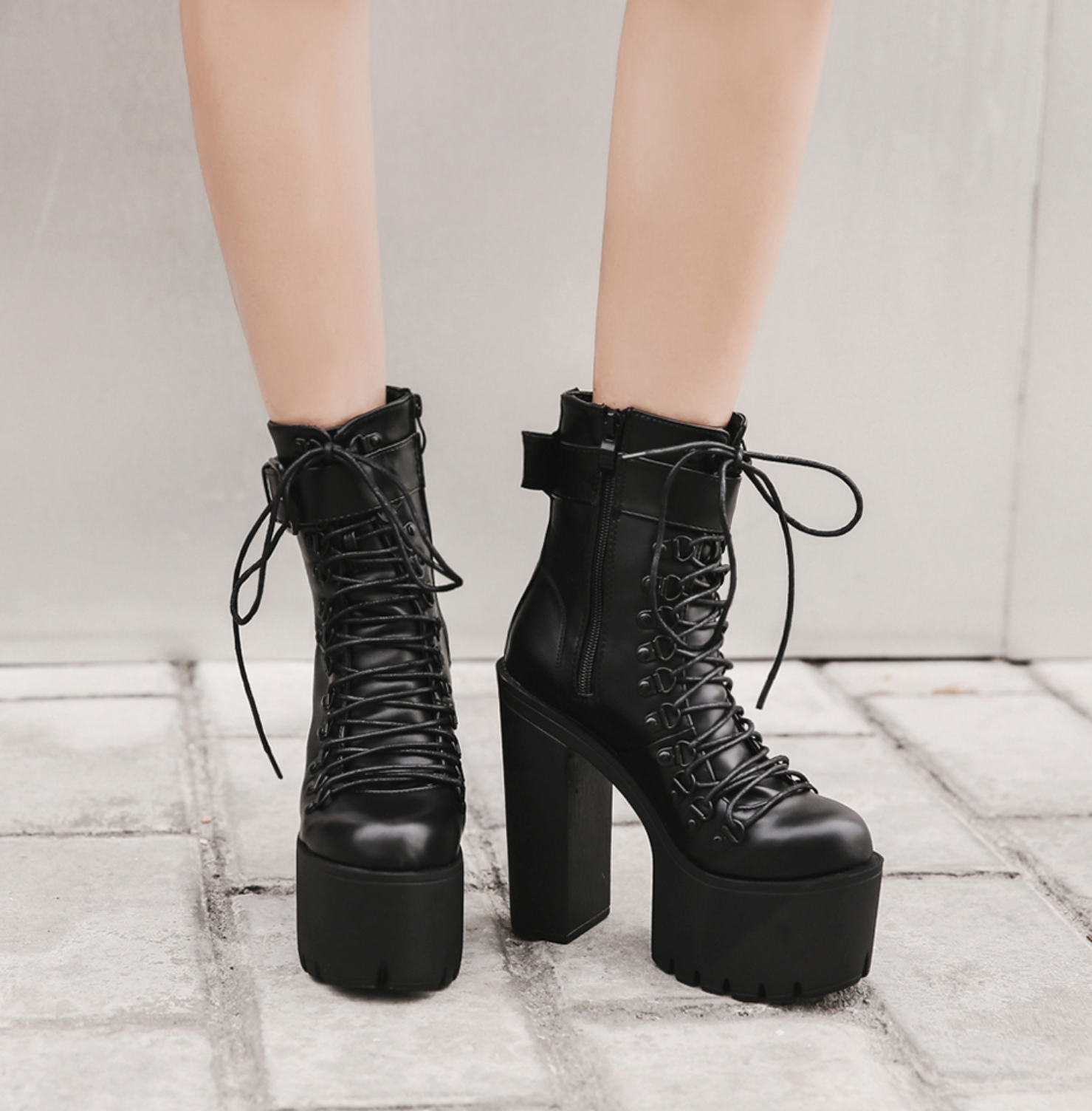 High Heels Lace-Up Ankle Boots