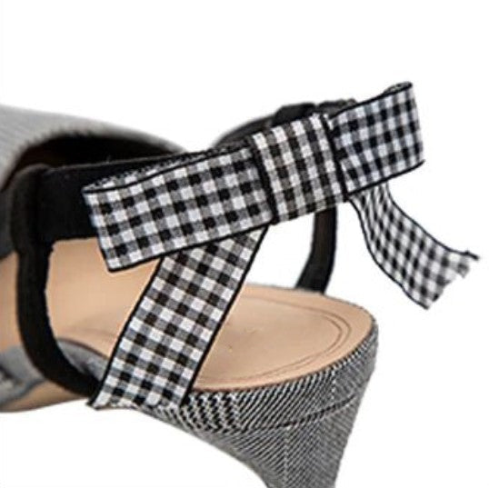 Plaid Heeled Elegant Pumps With Butterfly-Knot