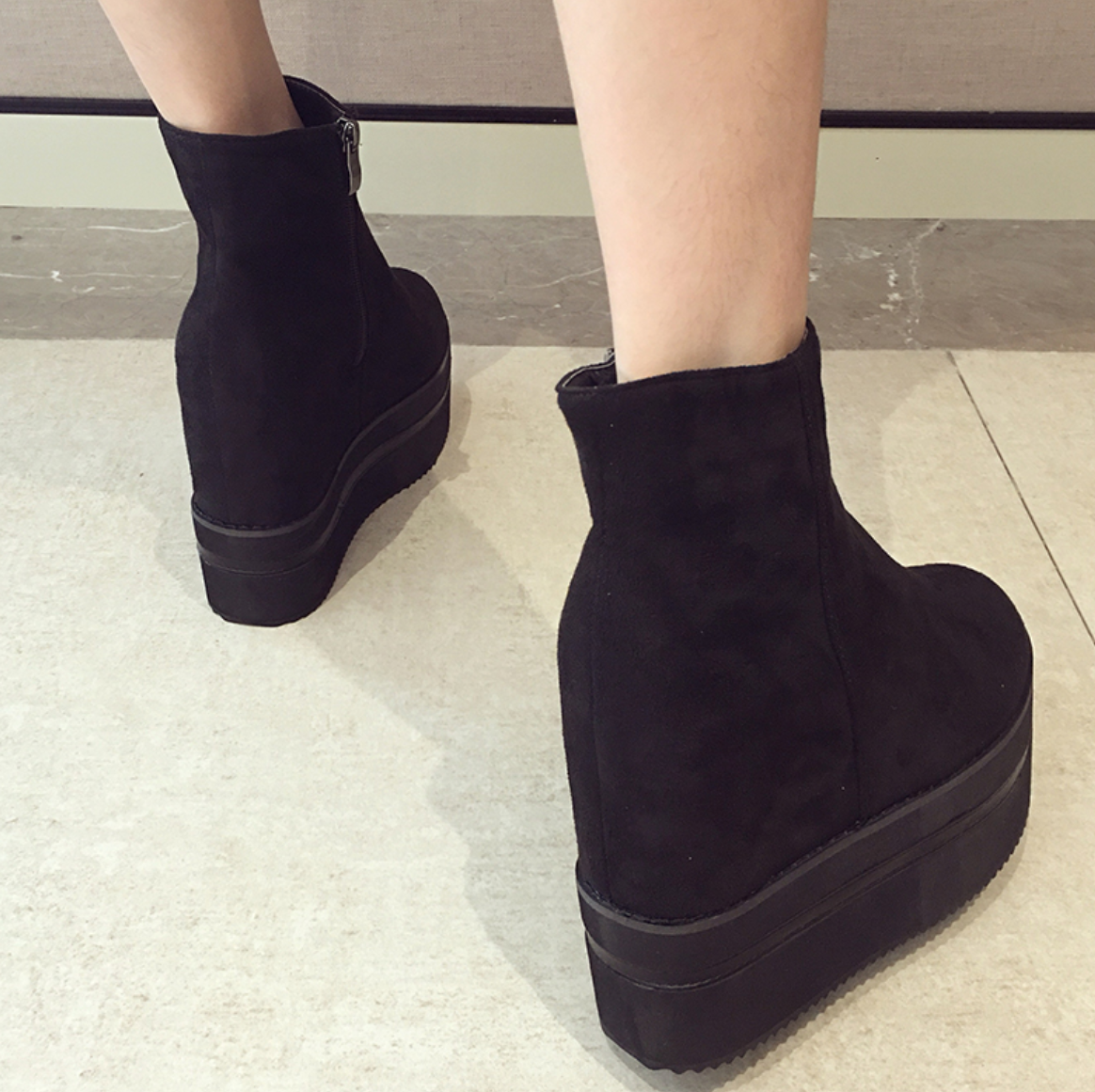 Suede High Heels Ankle Boots