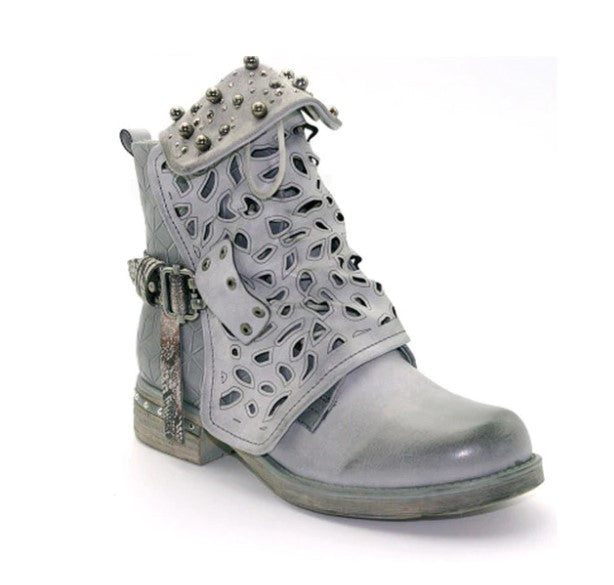 Western Style PU Leather Ankle Boots