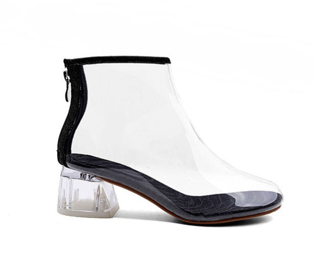 PVC Transparent Rain Ankle Boots