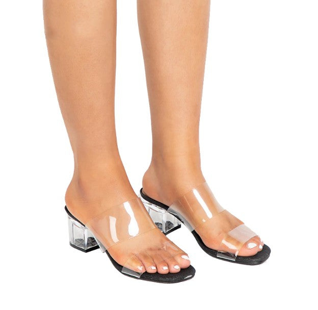 Transparente Flip-Flops aus PVC mit niedrigem Absatz 