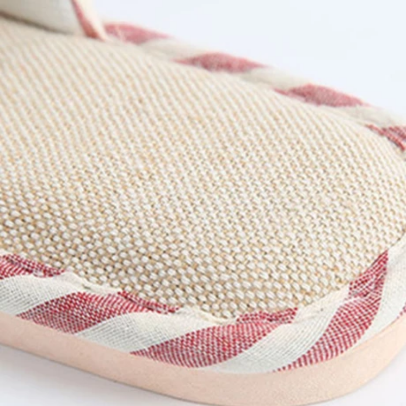 Casual Striped Linen Home Slippers