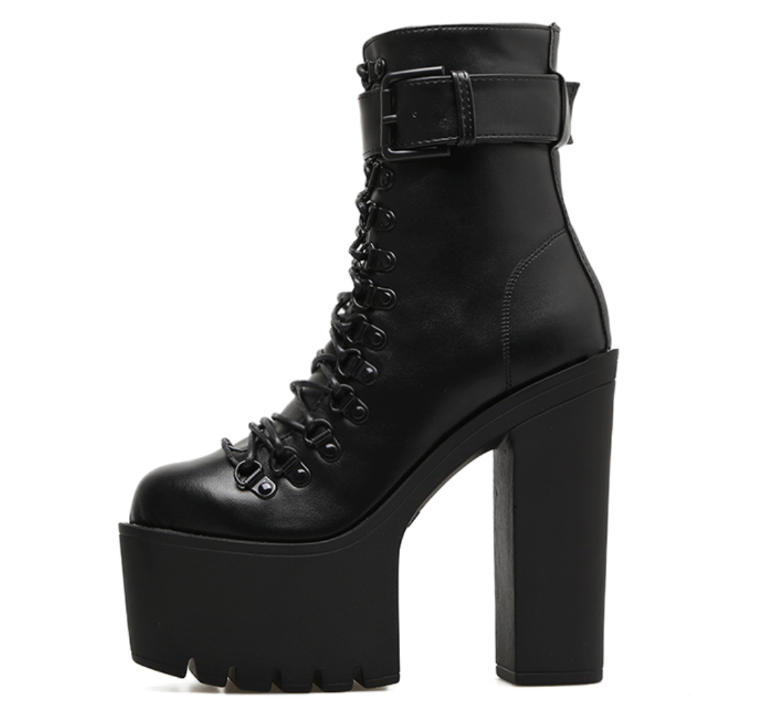 High Heels Lace-Up Ankle Boots