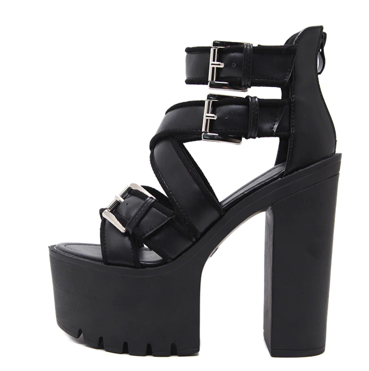 Ankle-Wrap Sandals With Square Heels