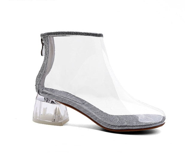 PVC Transparent Rain Ankle Boots