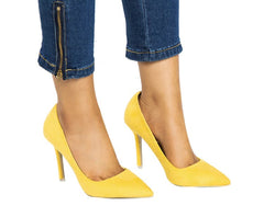 Faux Suede High-Heeled Basic Pumps