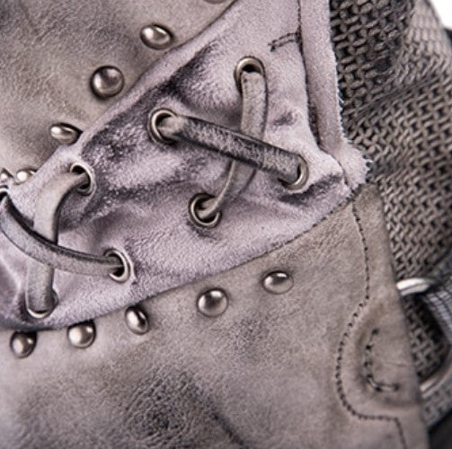 PU Leather Waterproof Ankle Boots With Rivets and Buckles