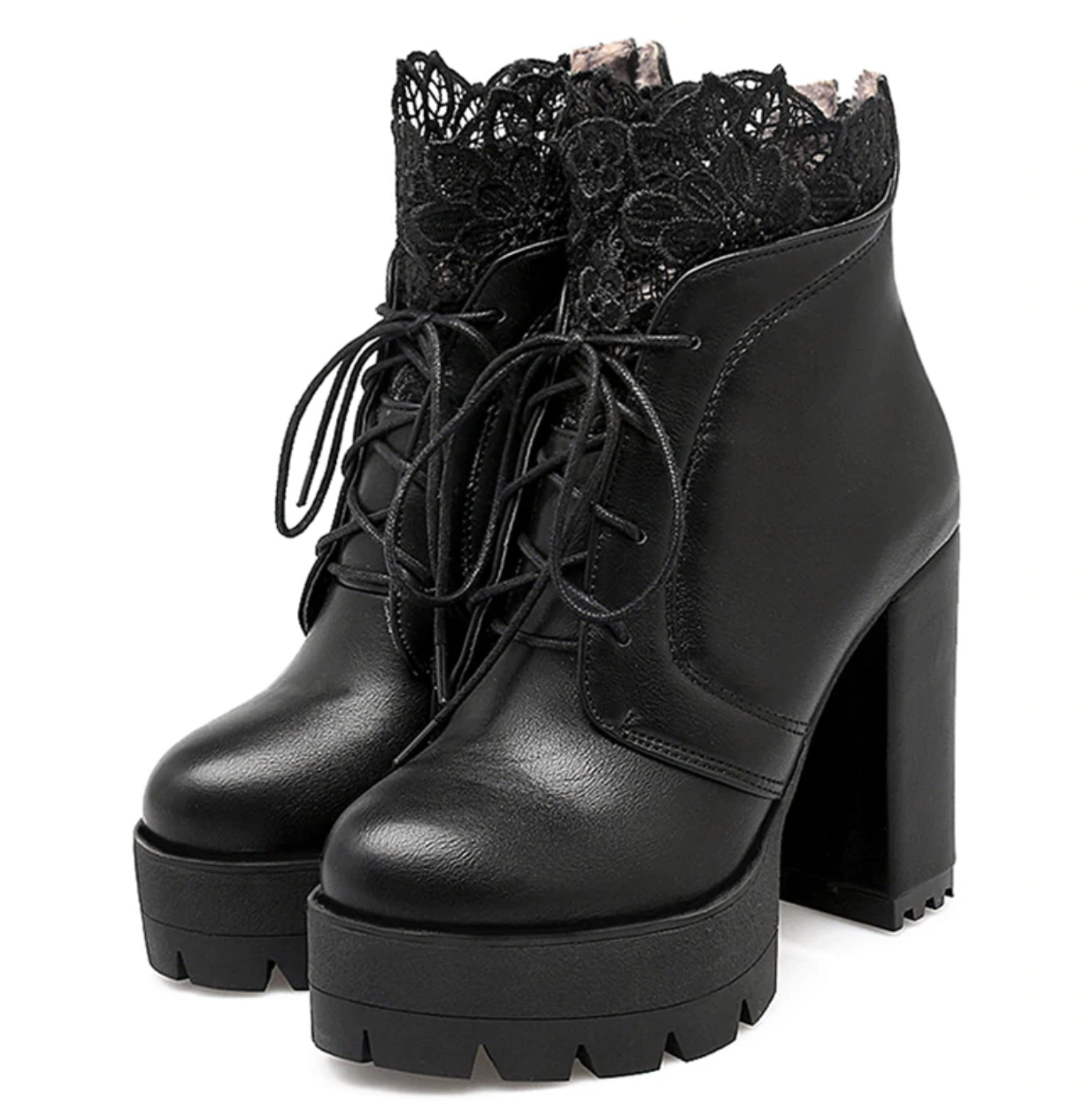 High Heels Lace-Up Ankle Boots