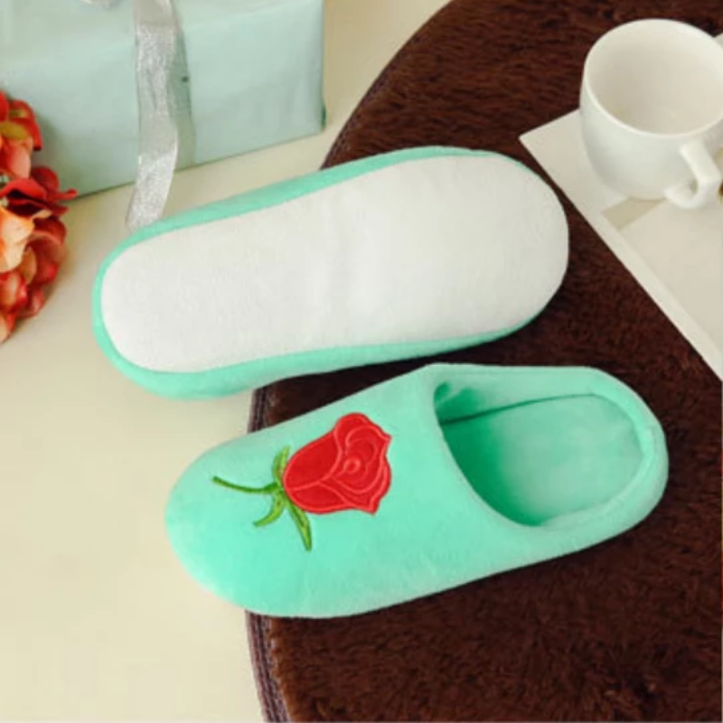 Plush Embroidered Home Slippers