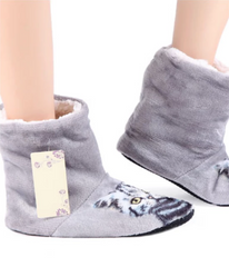 Warm Plush Home Slippers With Cat Print
