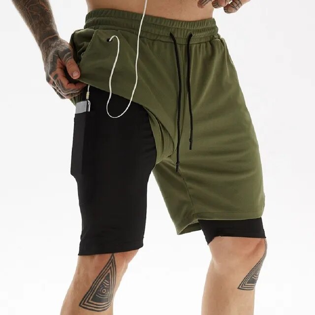 Pantalones cortos de running 2 en 1 para hombre