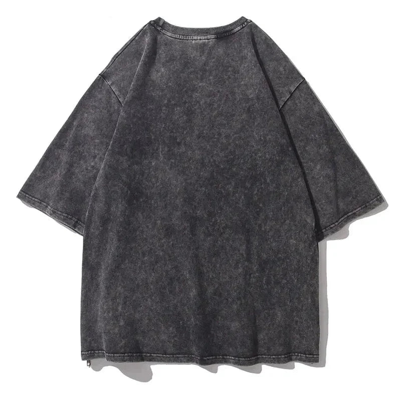 Distressed Acid Wash T-Shirt - Baumwolle im Goth-Stil für Männer