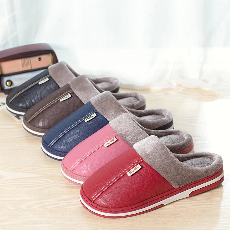Pantuflas unisex impermeables de piel sintética para interiores