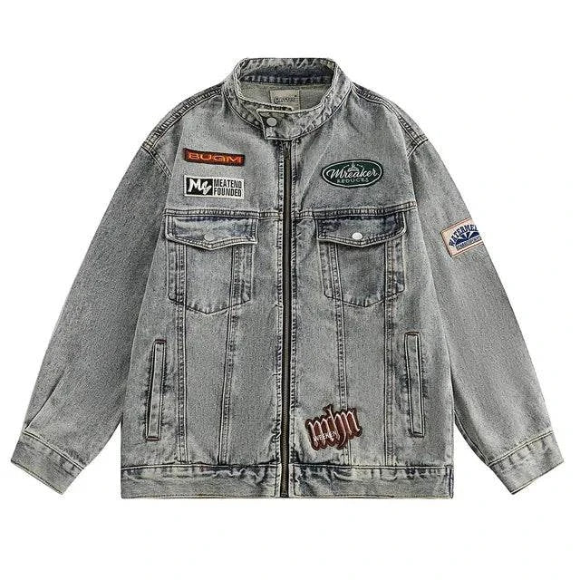 Men's Letter Embroidery, Baseball Varsity Denim Jacket