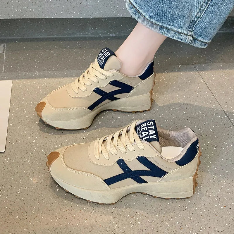 Zapatillas deportivas gruesas de piel de primera calidad para mujer