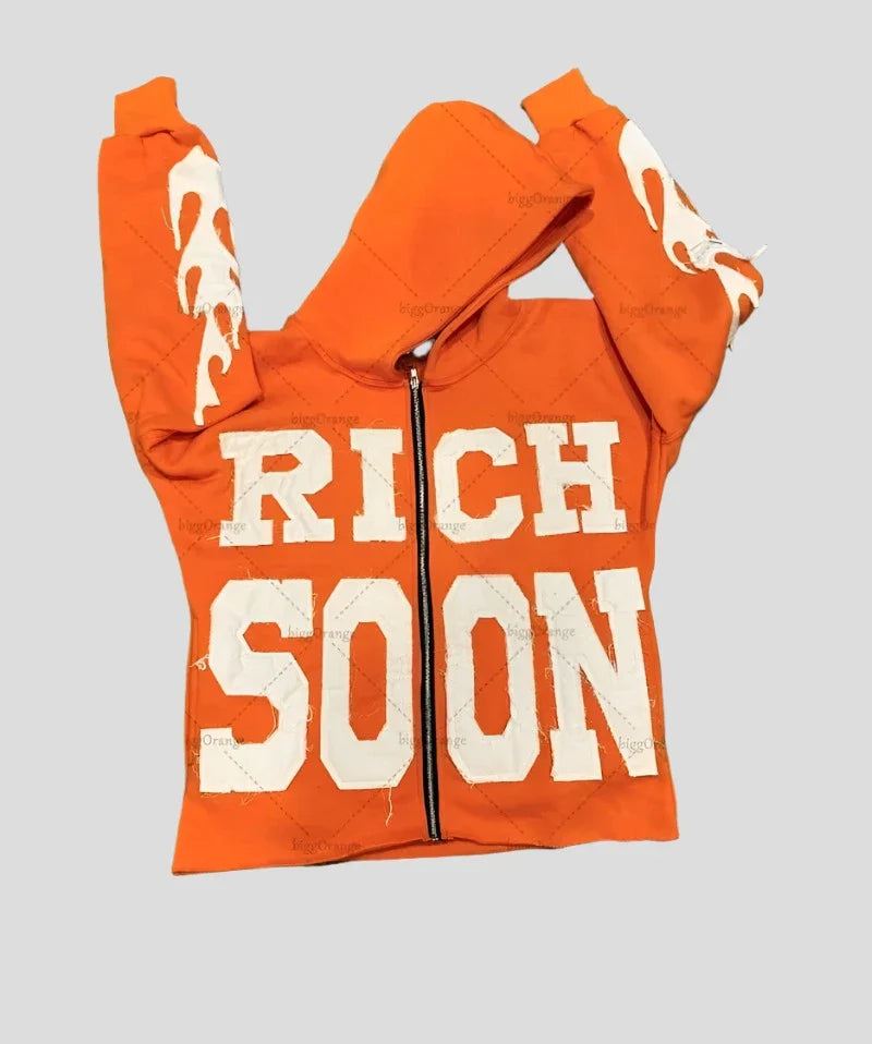 Rich Soon Hoodie - Retro Reißverschluss Unisex Sweatshirt