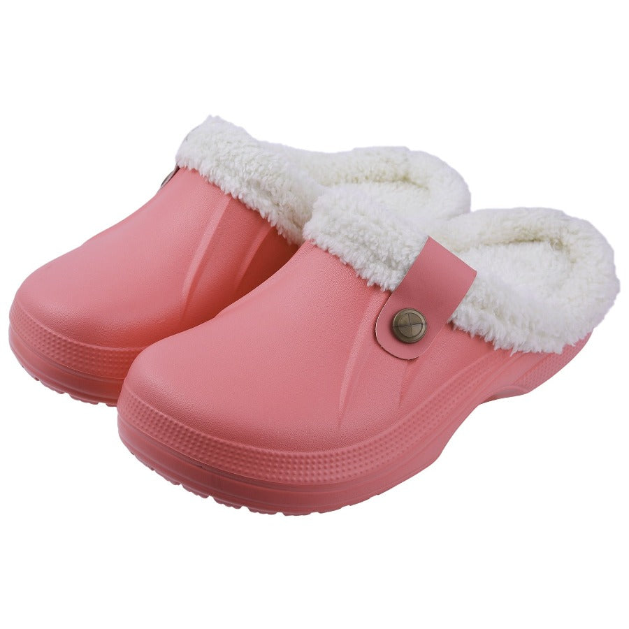 Indoor-Clogs mit flauschigem Fellfutter für Damen