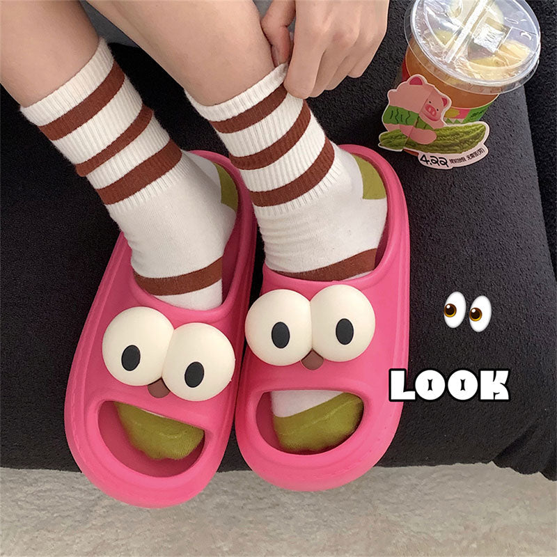 Funny Eyes Unisex Cartoon Beach Slides