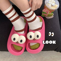 Funny Eyes Unisex Cartoon Beach Slides