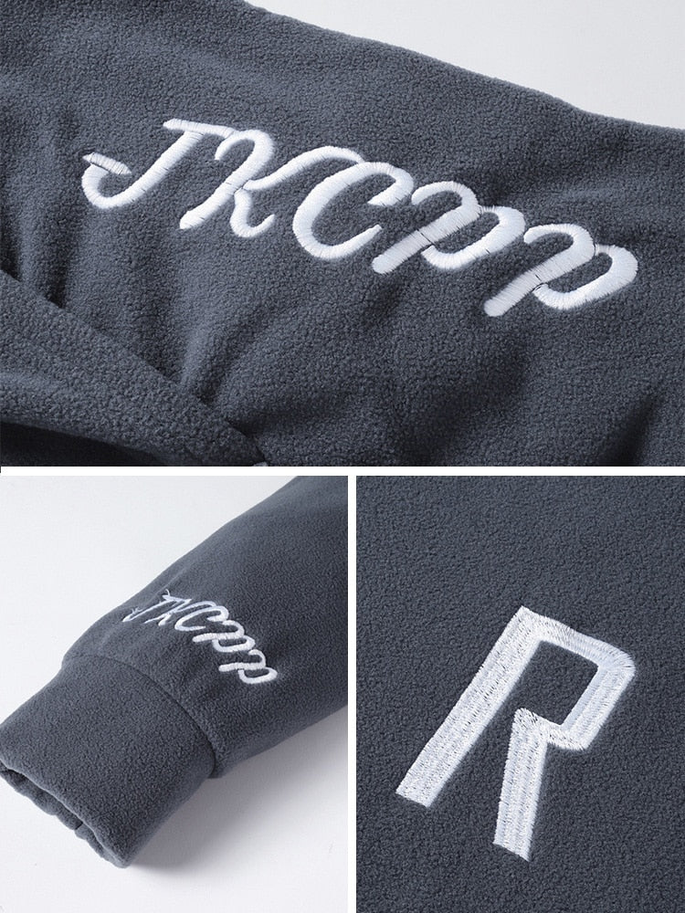 JKCPP Loose Fleece Black Hoodie for Men