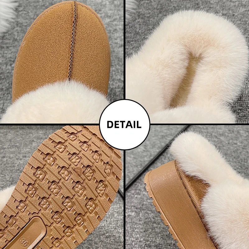 Pantuflas de plataforma de felpa cálidas de invierno para mujer