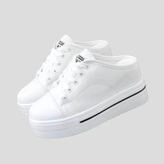 Slip-on Platform White Canvas Sneakers for Women