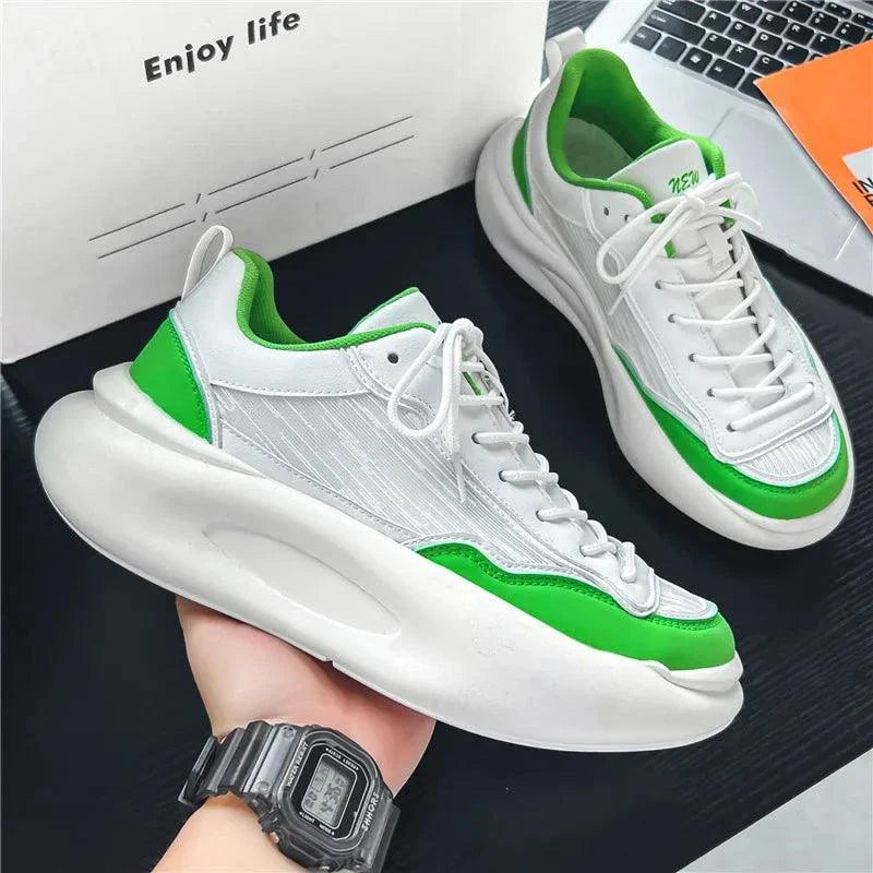 Artistic Sneaker Design Leather Fabric Height-Boost for Men