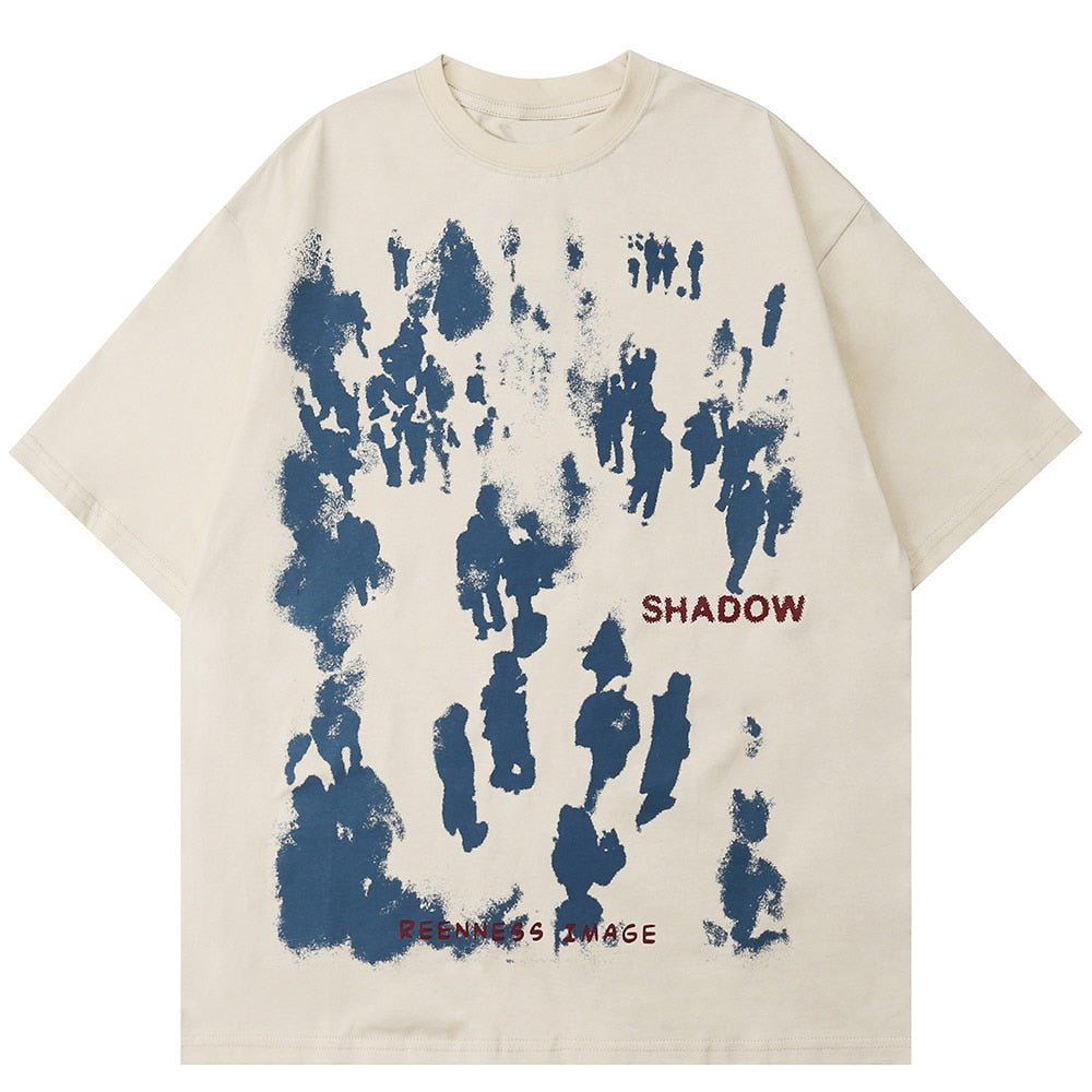 Unisex Short Sleeve Shadow Print T-shirts