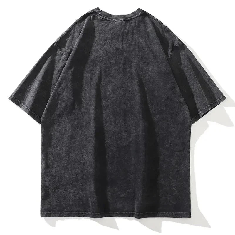 Distressed Retro Print Men's Oversize Grunge Cotton T-Shirt