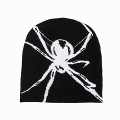 Gorro de punto con estampado de araña, estilo Y2K, de lana