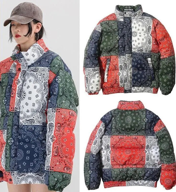 Parka urbana acolchada unisex de anime cálida