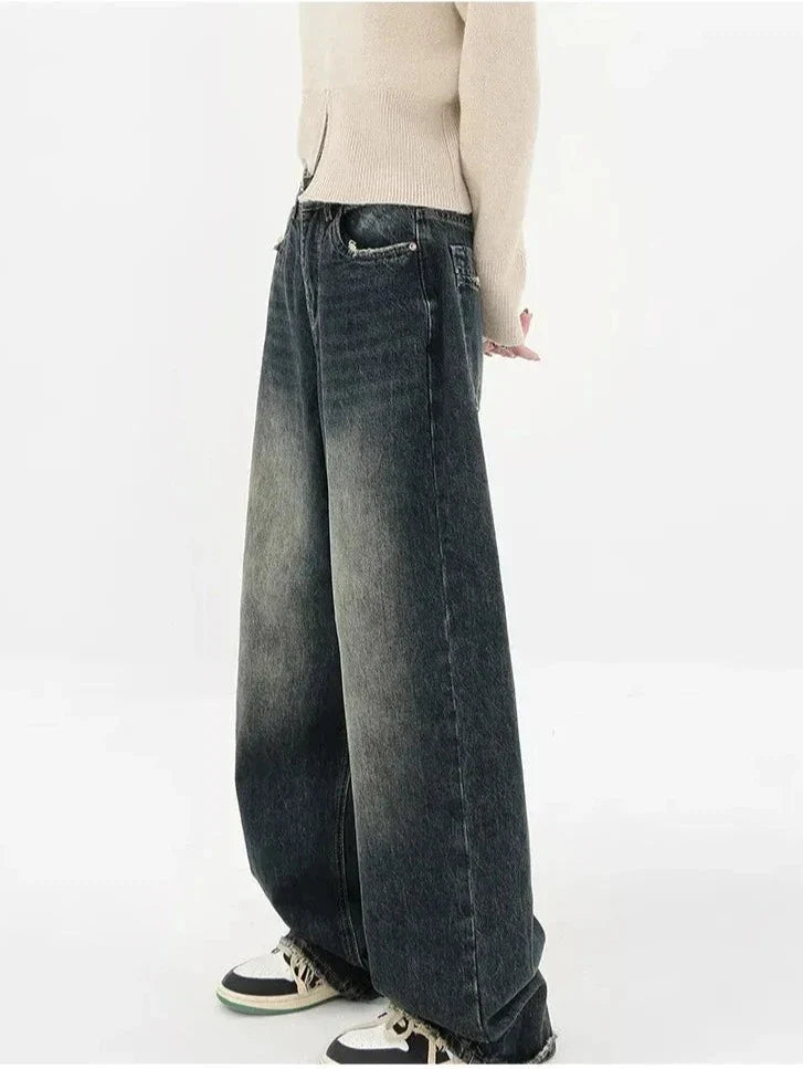 High Waist Wide Leg Denim Trousers for Women