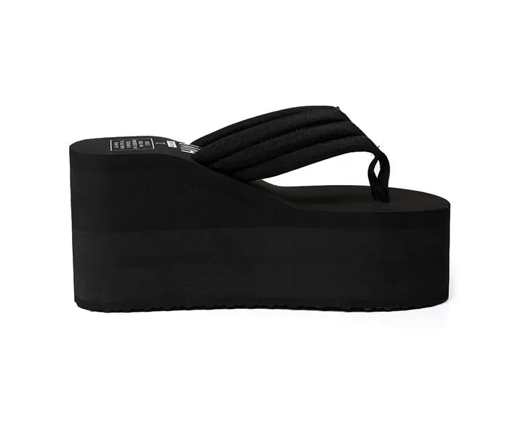 Chanclas de cuña cómodas negras para mujer, elegantes y cómodas