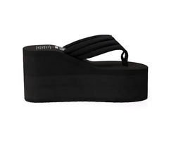 Bequeme Keil-Flip-Flops Schwarz für Frauen Stilvoll und bequem