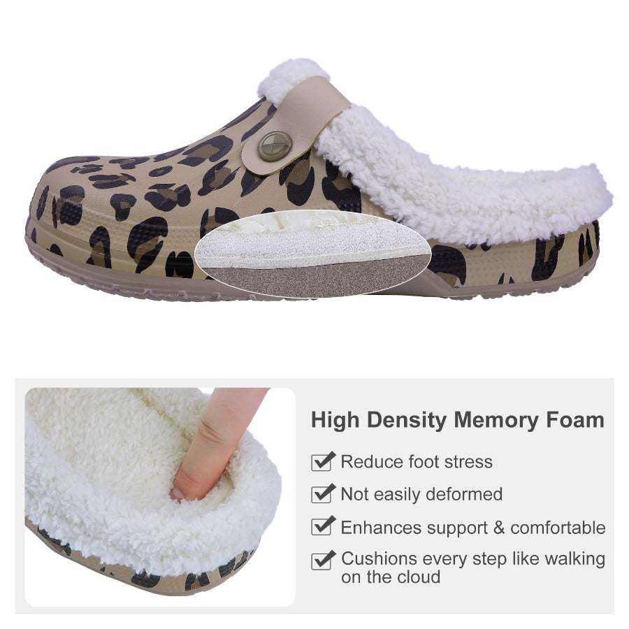 Indoor-Clogs mit flauschigem Fellfutter für Damen