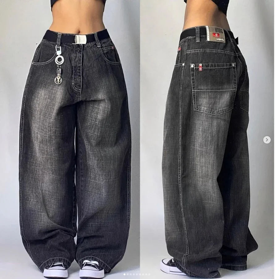 High Waist Baggy Jeans - Mehrere Taschen