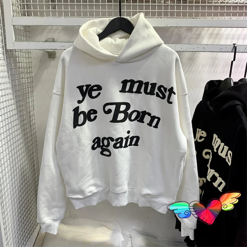 Sudadera con capucha Kanye - "Ye Must Be Born Again" unisex de gran tamaño