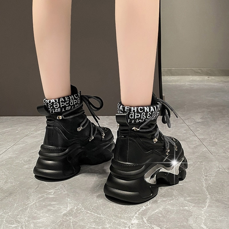 Women's High Platform Motorcycle Boots