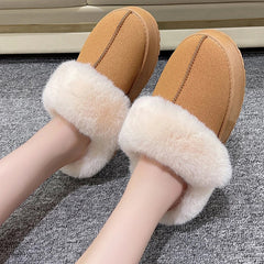 Pantuflas de plataforma de felpa cálidas de invierno para mujer