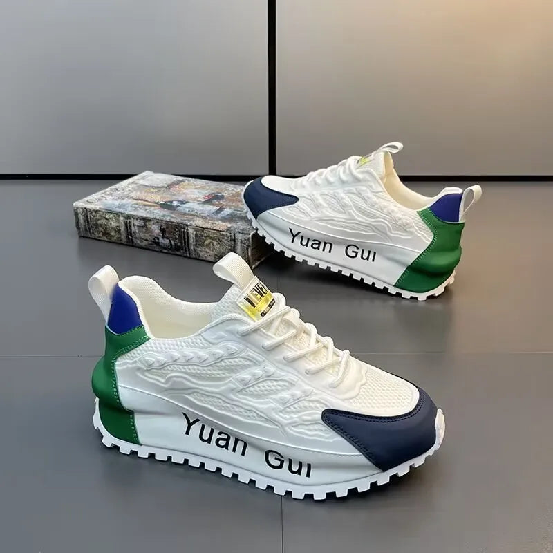 Yuan Gui Plateau-Sneaker für Herren aus Leder und Mesh