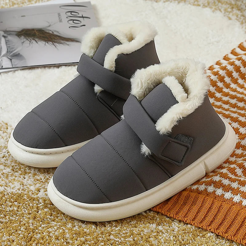 Pantuflas unisex de felpa suave e impermeables para el invierno
