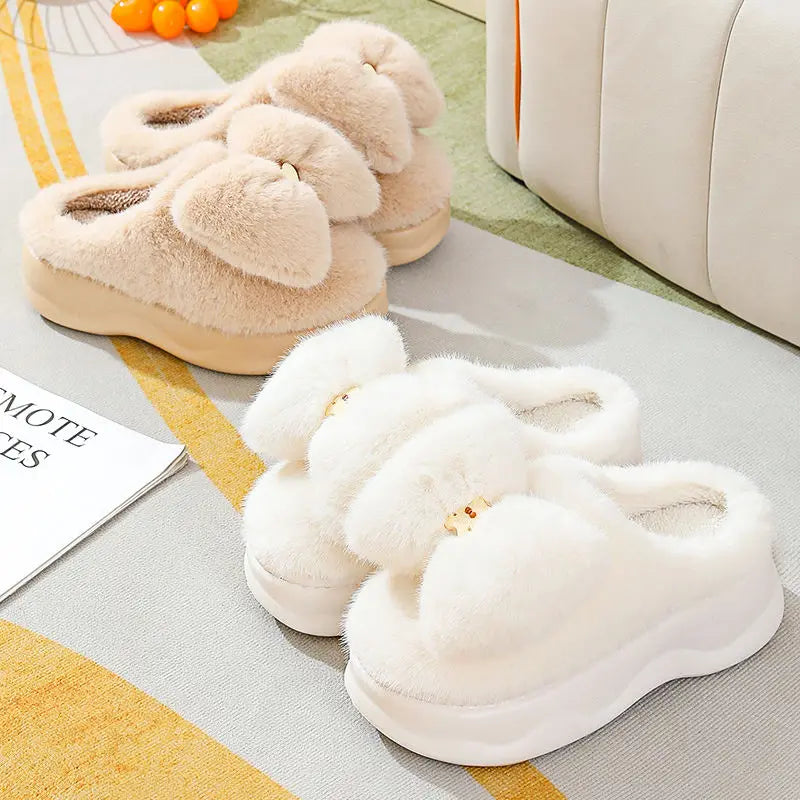 Pantuflas gruesas de felpa antideslizantes para mujer