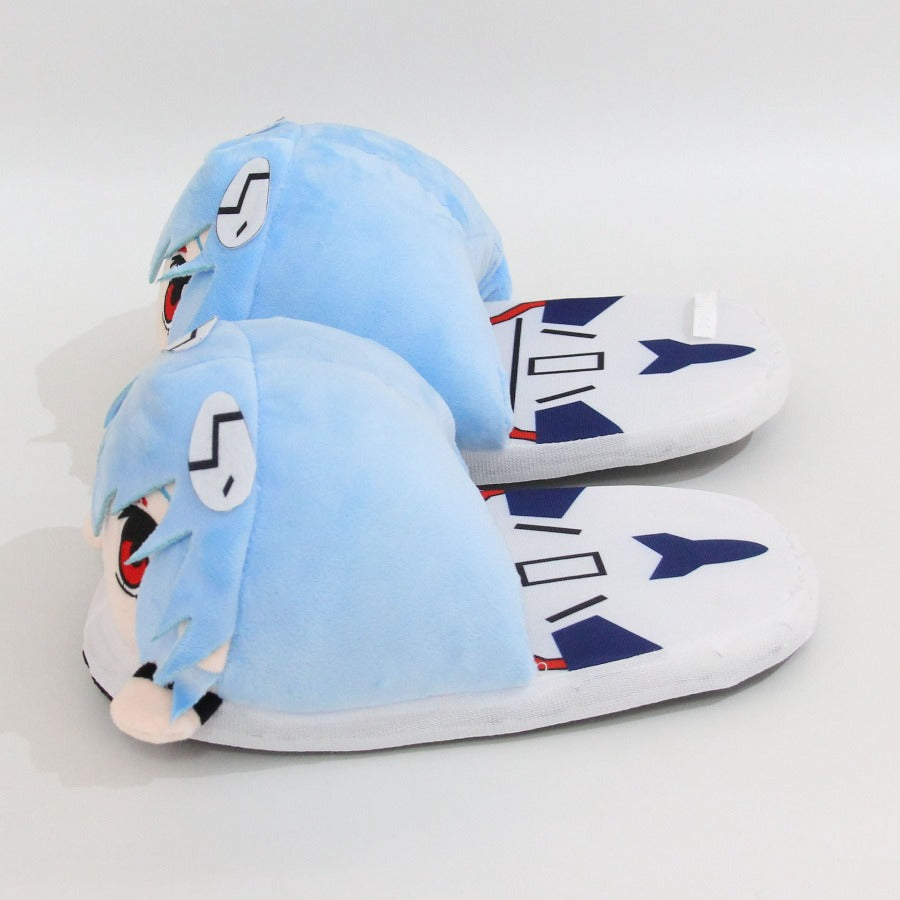 Zapatillas de Rei Ayanami de peluche con dibujos animados para mujer