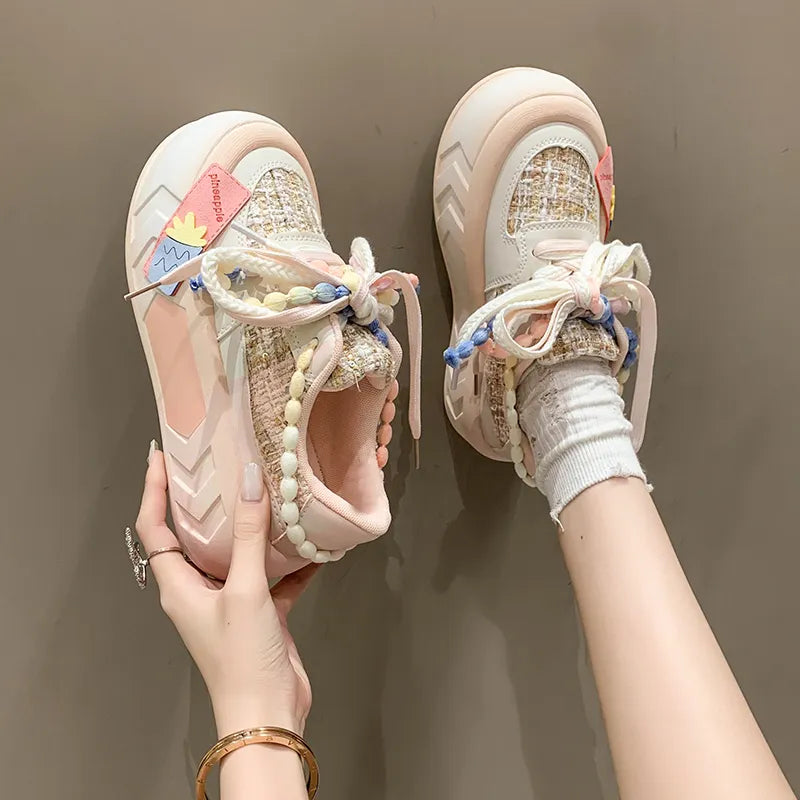 Cute Platform Round Toe Sneakers for Teens