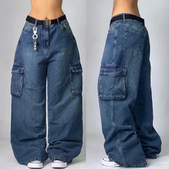 High Waist Baggy Jeans - Mehrere Taschen