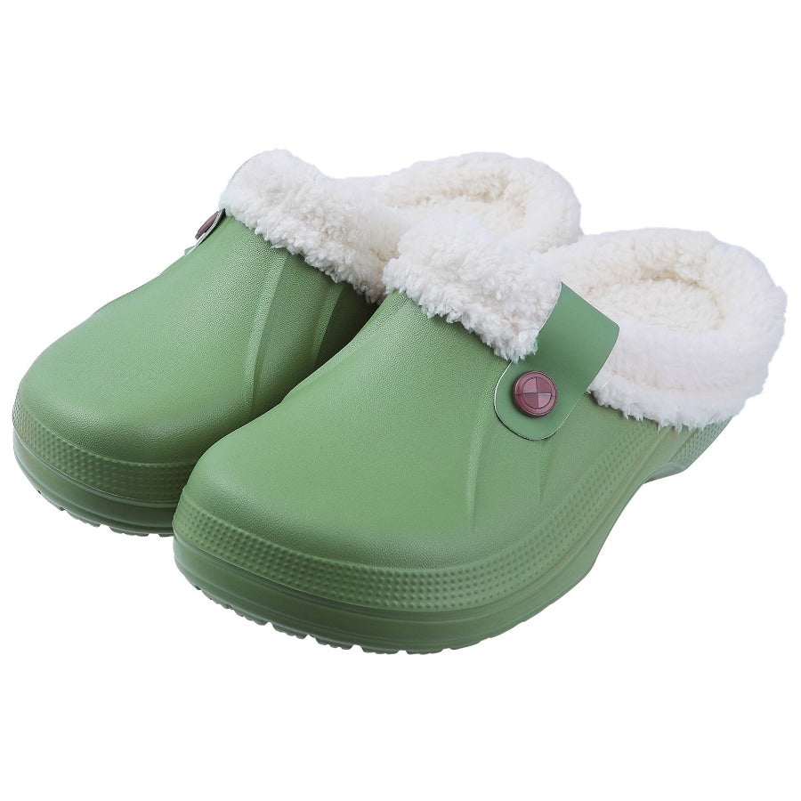 Indoor-Clogs mit flauschigem Fellfutter für Damen