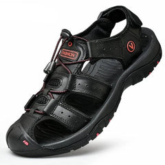 Leather Sandals Men's Outdoor Anti-Collision Toe Design